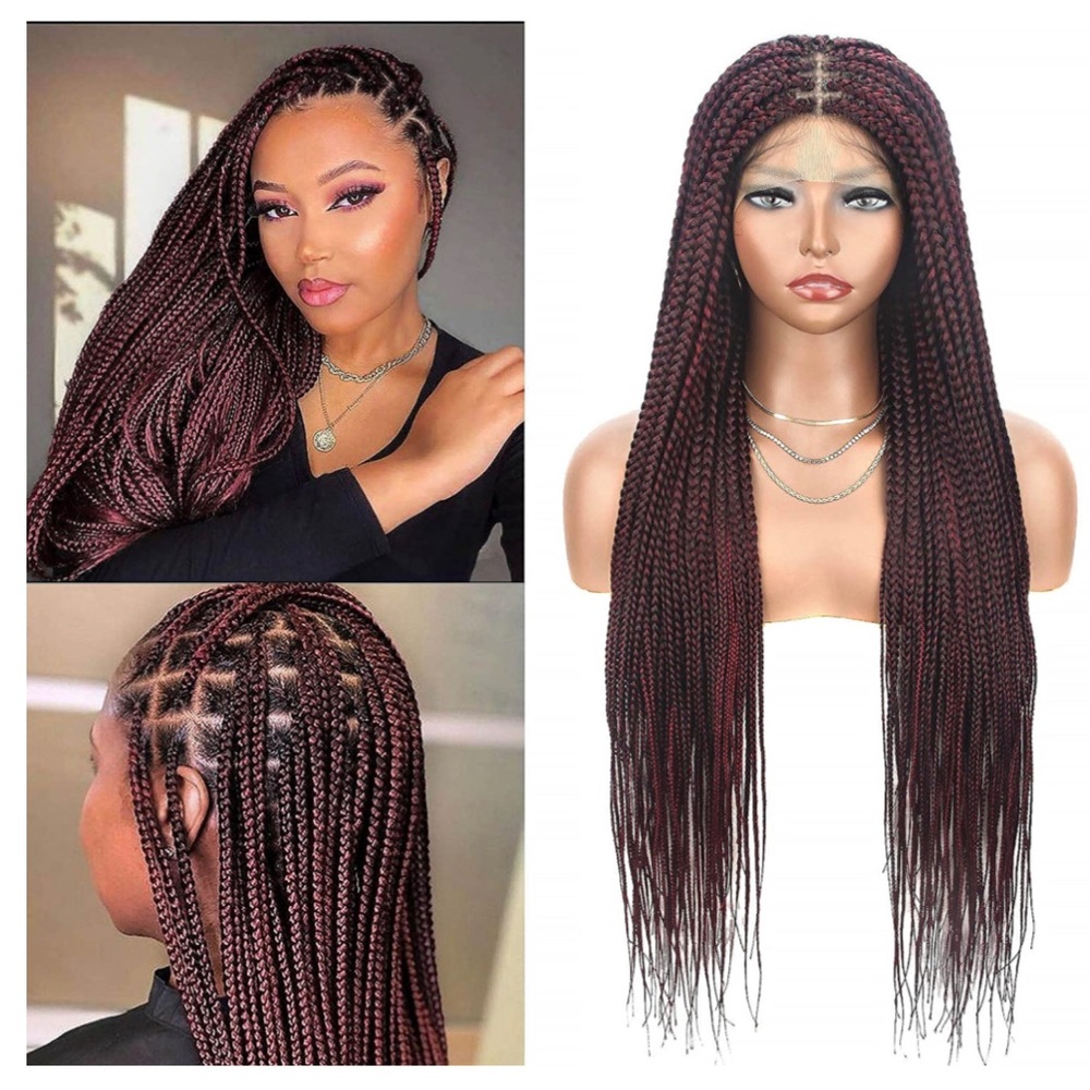 ***Open Box Alebery 36” Burgundy Braided Wig